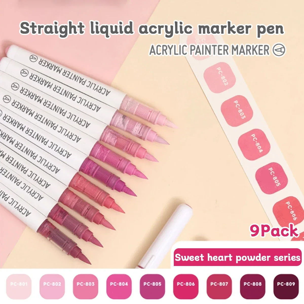 9pcs/Box MIX Color Acrylic Markers Set Kids Gift Art Rock Painting Pens Graffiti For Stone Glass Book Shoes DIY Craft Supplies