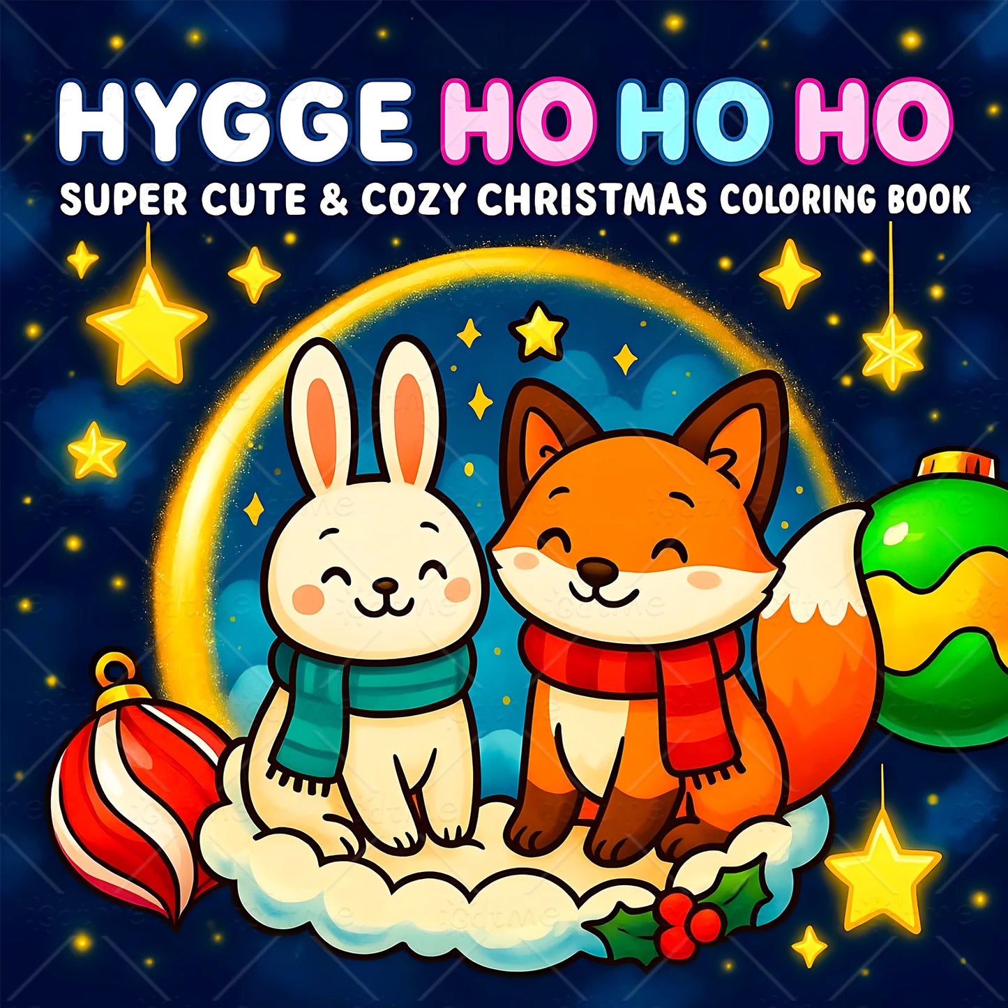 HYGGE HO HO HO SUPER CUTE & COZY CHRISTMAS Coloring Book for Adult Relaxation Kids Educational DIY Painting Drawing Book