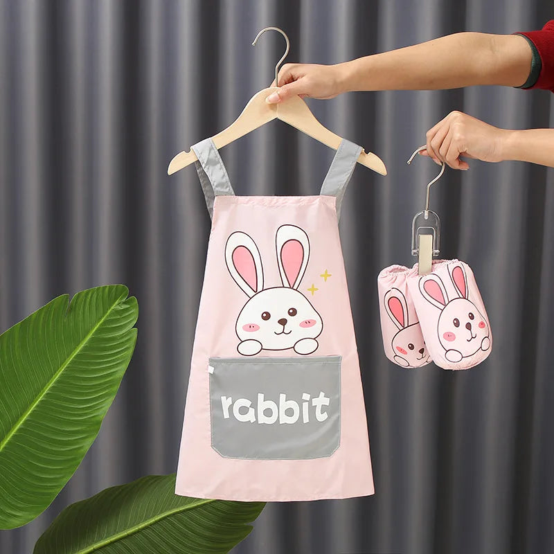 2-10Y Baby Girls Boys Waterproof Painting Apron with Sleeves Set Kids School Art Craft Painting Kitchen Cook Smock DIY Drawing