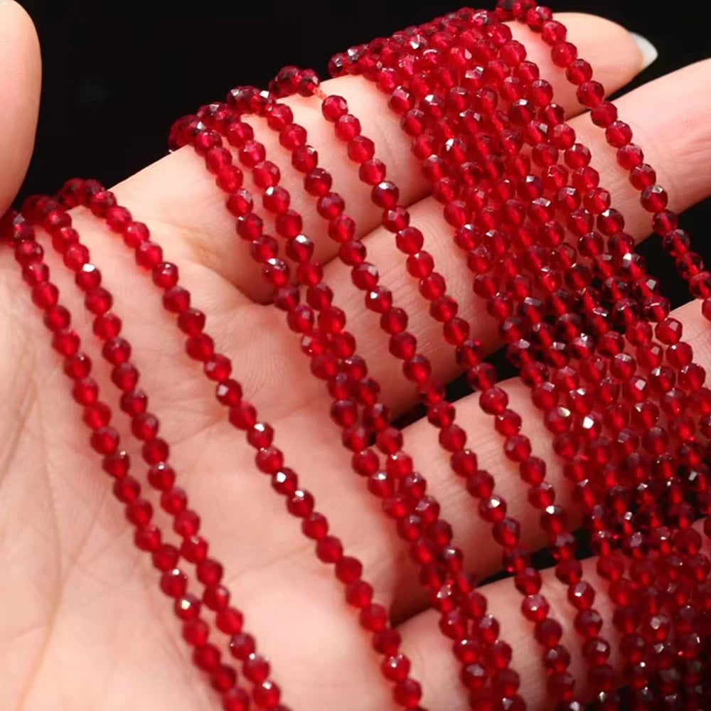 5 Strings Natural Spinel Stone Beads Faceted Round Crystal Spacer Glass Beads Bracelet DIY Jewelry Making Bracelet Necklace