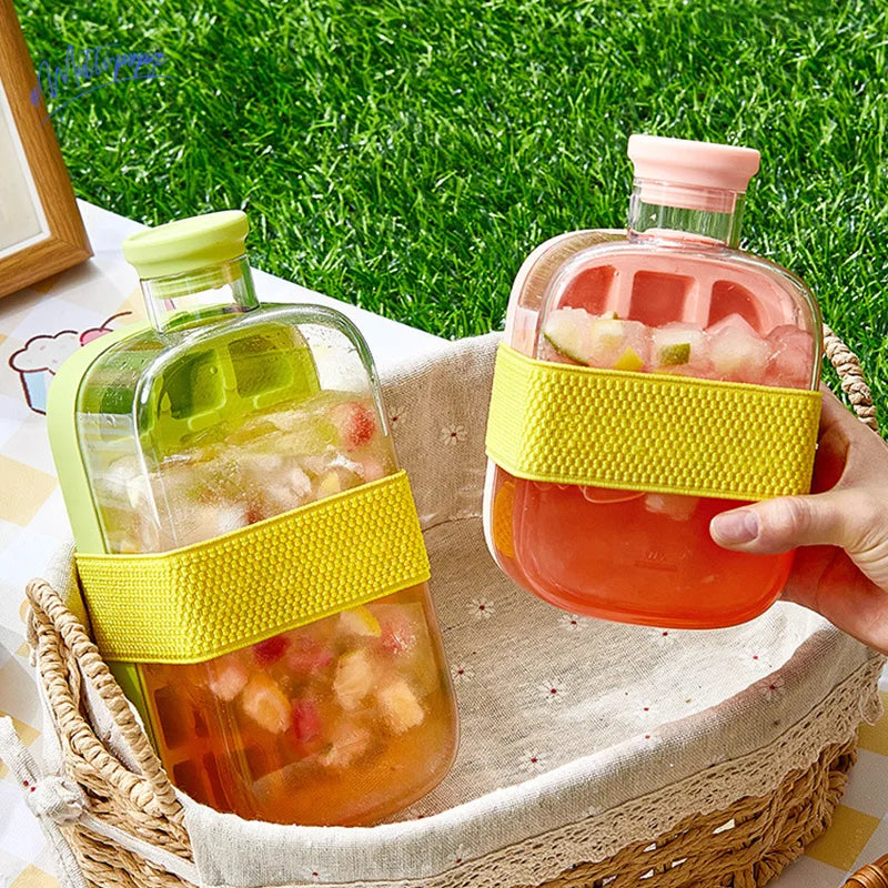Ice Cube Tray Press Ice Maker with Lid Food Grade Cooling Ice Mold 2 in 1 Ice Straw Water Bottle for Summer Cooling Drinks