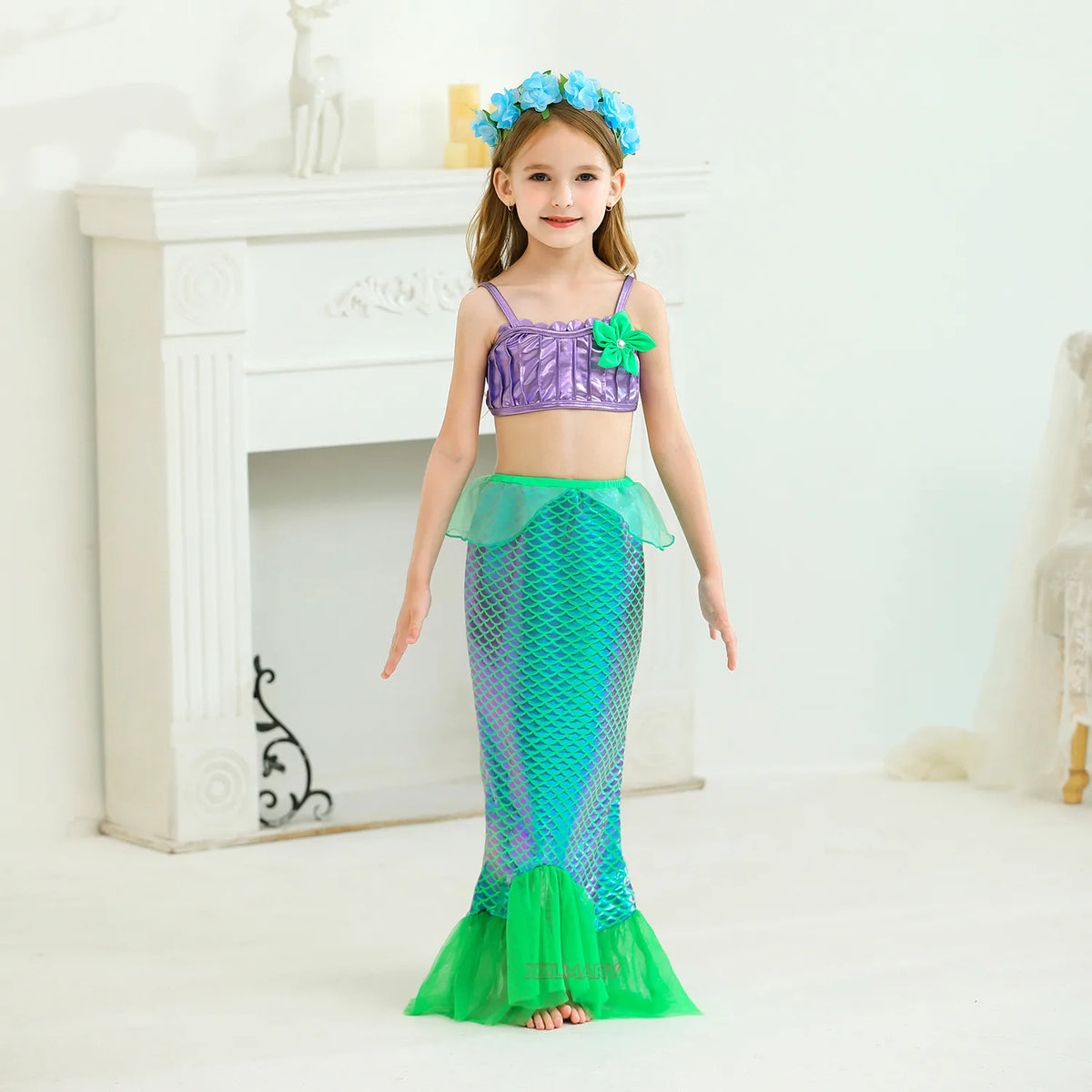 Mermaid Dress for Girl Ariel Prom Princess Costumes Cosplay Dress for Girls Birthday Party Dress Up Gown Halloween Clothing