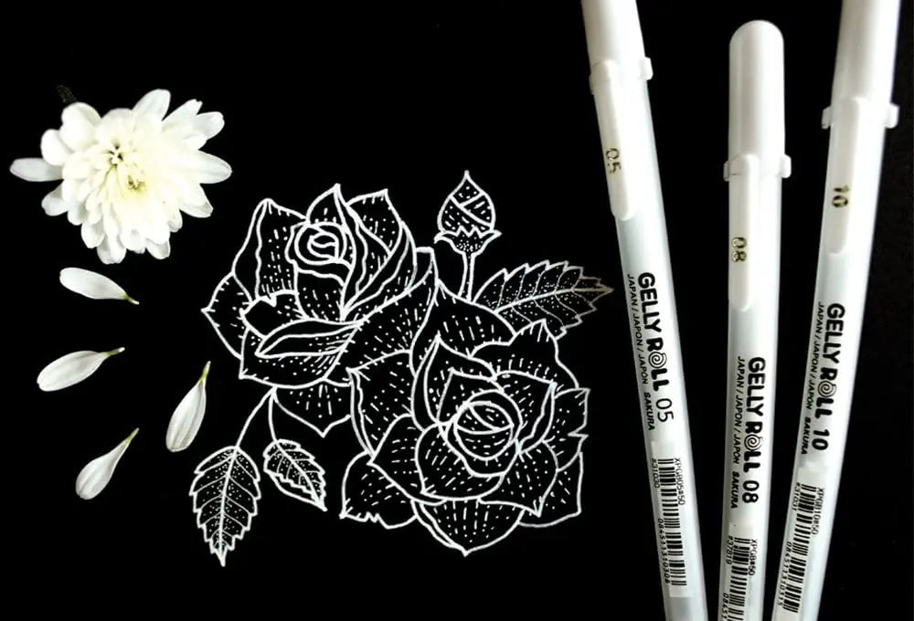 1/3PCS SAKURA Gelly Roll Gel Pens Highlight Marker for Journaling Art Drawing Classic White Ink Assorted Point Fine Medium Bold