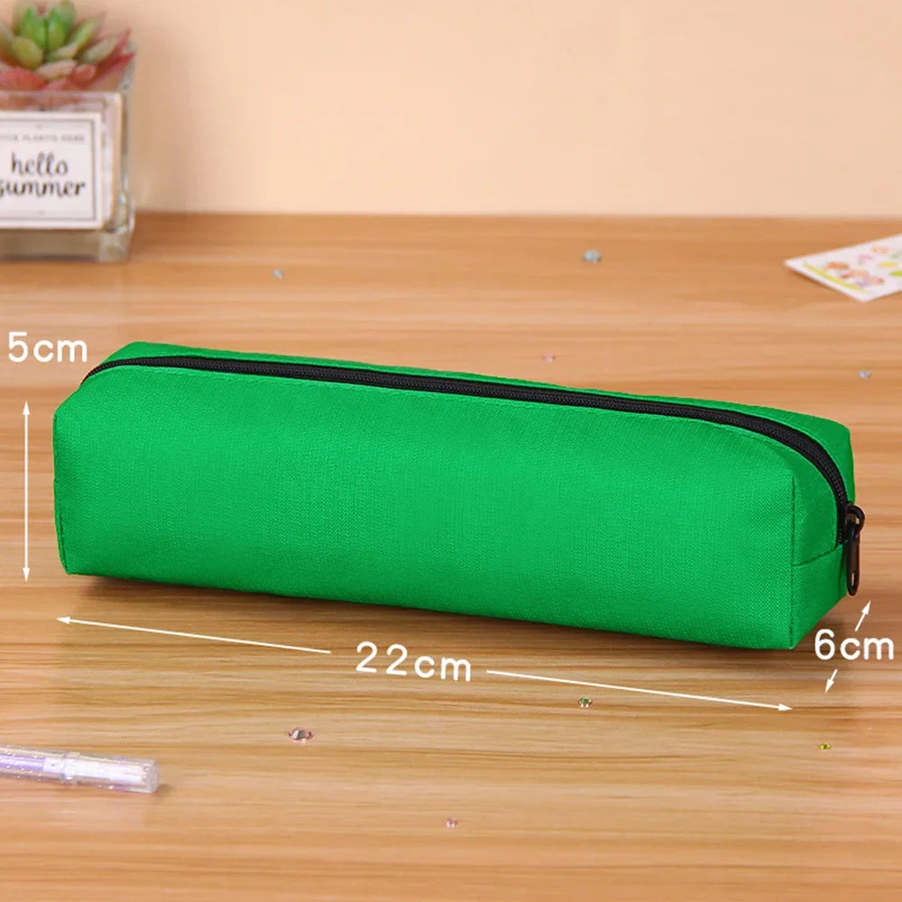 Solid Color Pencil Case Simple Pencil Bags For Student New Stationery School Supplies Kids Gift Zipper Big Cosmetic Bag