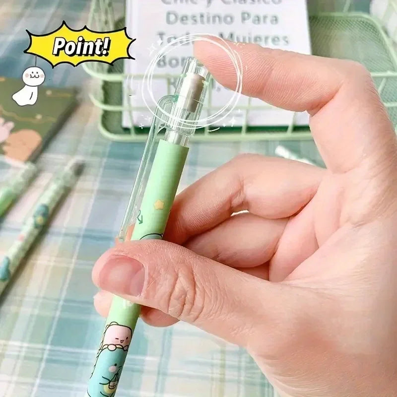 5pcs Automatic Pencil Cute Mechanical 0.5mm Pencil Set With Refills Retractable Pencil School Kids Stationery Office Supplies