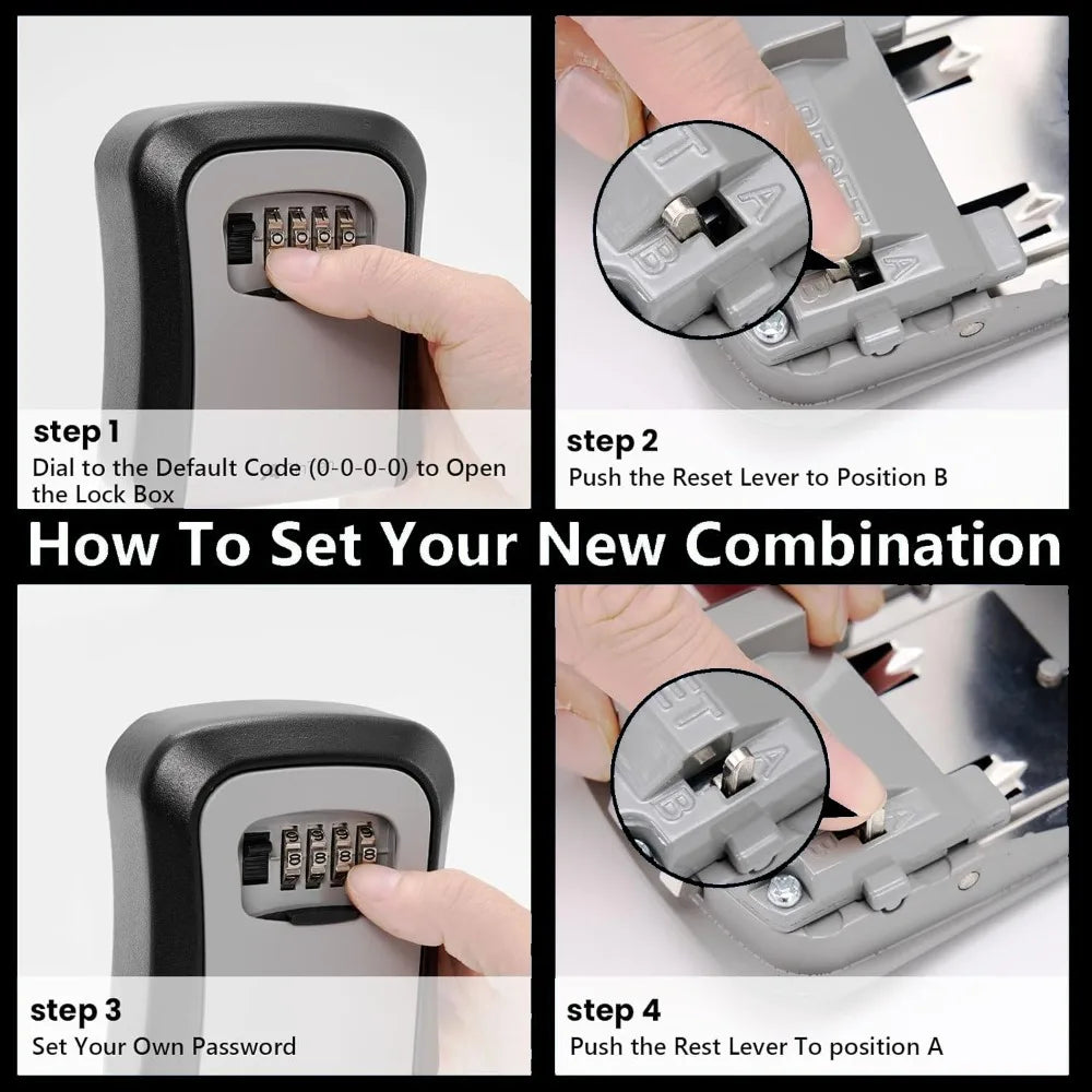 Wall Mount Key Lock Box 4 Digit Password Code Security Lock No Key for Home Office Key Safe Secret Storage Box Organizer