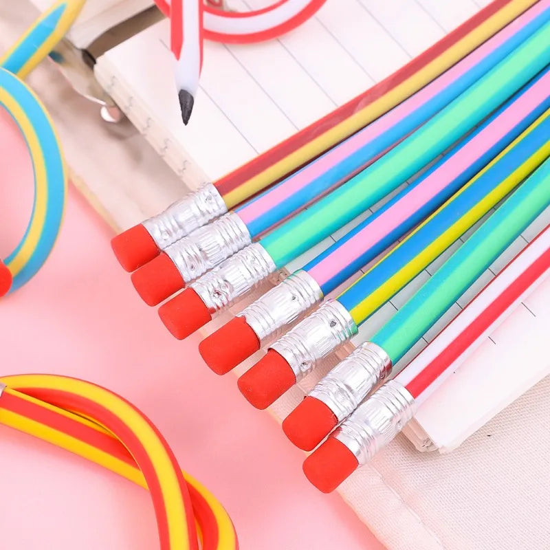 6/1Pcs Magic Bendy Flexible Soft Pencil with Eraser Colorful Creative Novelty Bend Pencils for Kids Student Gift School Supplies