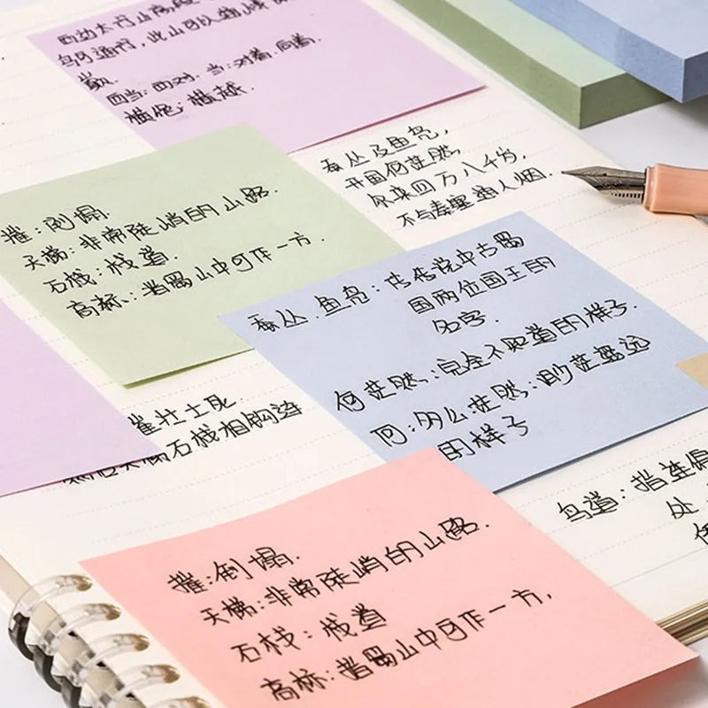 100 Sheets Full Stick Color Sticky Notes Pads Ins Style Memo Notepad Stationery for School Office Message Stickers Posted It
