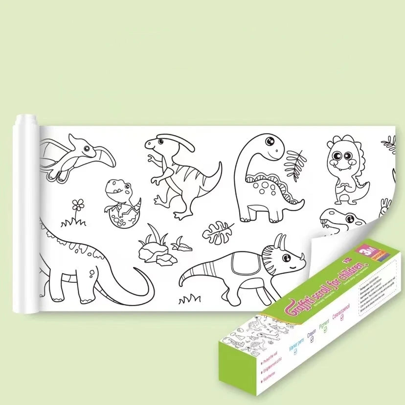 Children Drawing Roll DIY Sticky Color Filling Paper Coloring Paper Roll for Kids DIY Painting Drawing Early Educational Toys