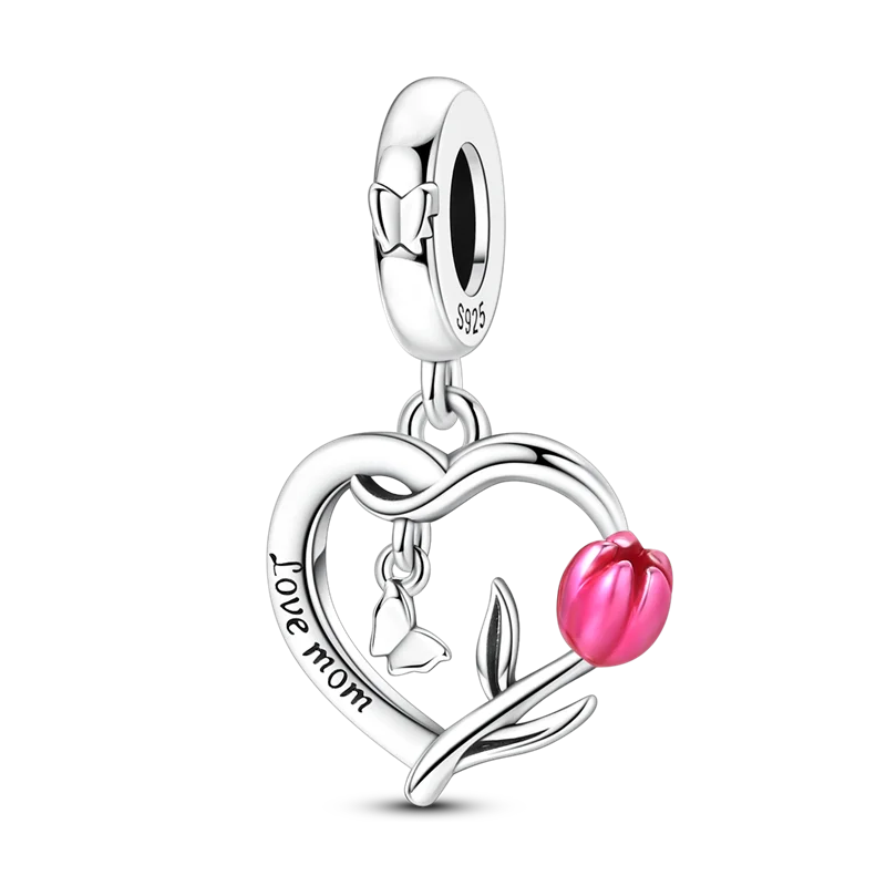 925 Sterling Silver Mother's Day Charms Mother Daughter Heart Animal Elephant Rabbit Pendants Fit Bracelets DIY Jewelry Gift