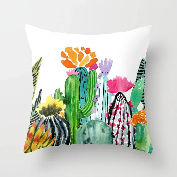 Cactus Flower Pattern Summer Decorative Cushions Pillowcase Polyester Cushion Cover Throw Pillow Sofa Decoration Pillowcover