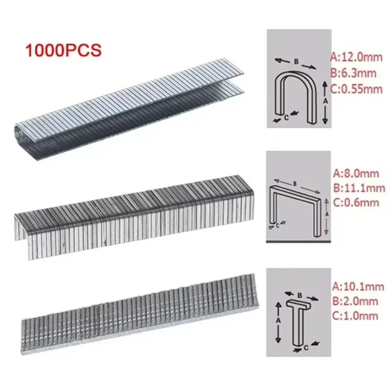 1000Pcs Nail Shaped Stapler For Wood Furniture Household Use Interior Decoration Wood Processing  U/ Door /T Shaped