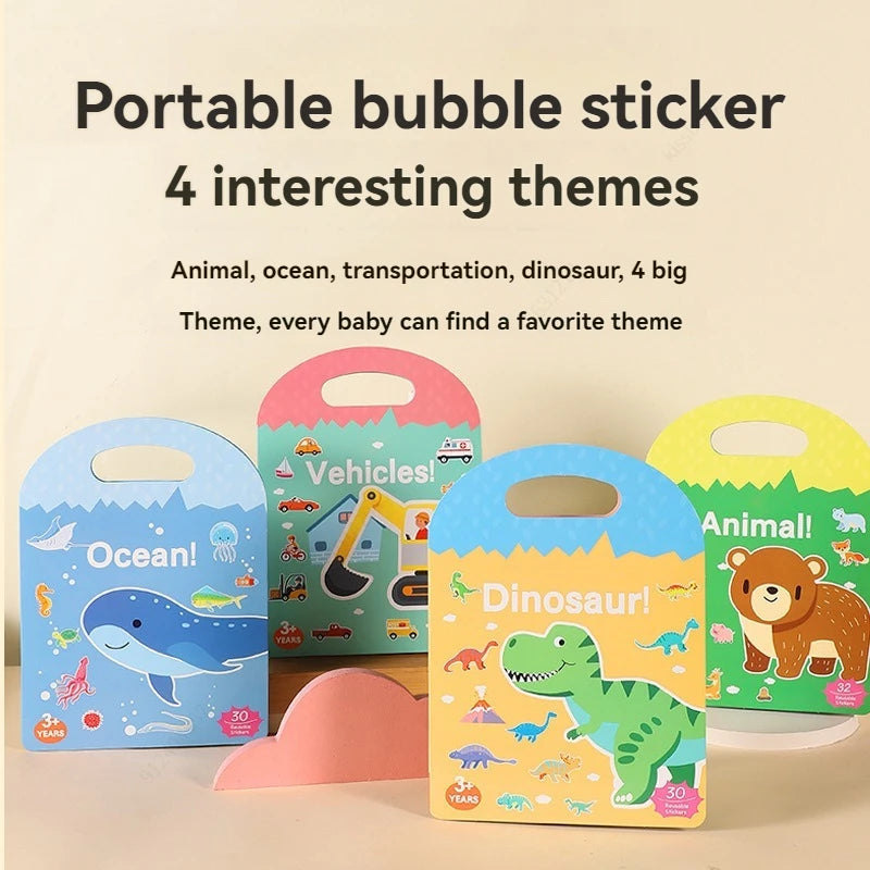 Reusable Sticker Book for Kids Vehicles Stickers Educational Learning Travel Stickers Activity Books for Toddler Girls Boy