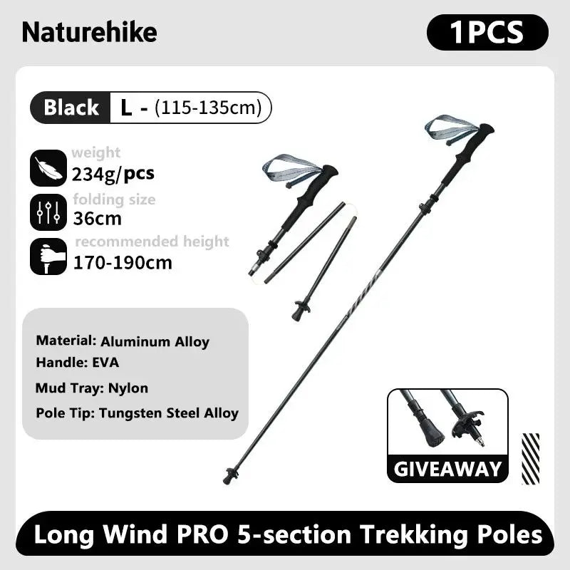 Naturehike Climbing Sticks Ultralight Outdoor Folding Trekking Poles Hiking Pole Collapsible Quick Lock Stick Carbon Fiber Poles