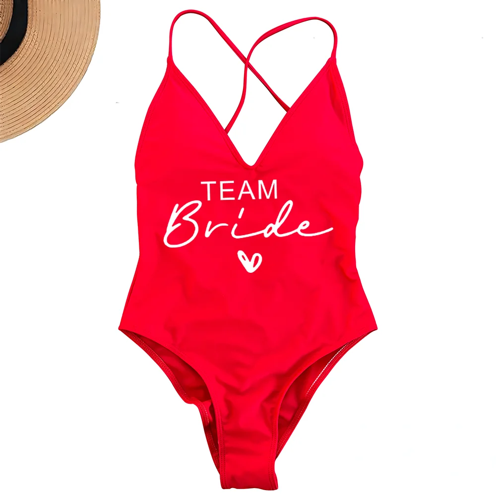 Sexy Padded One Piece Swimsuit Women Team Bride Swimwear Bikini Summer Bathing Suit Plus Size Beachwear Bachelorette Party Lady
