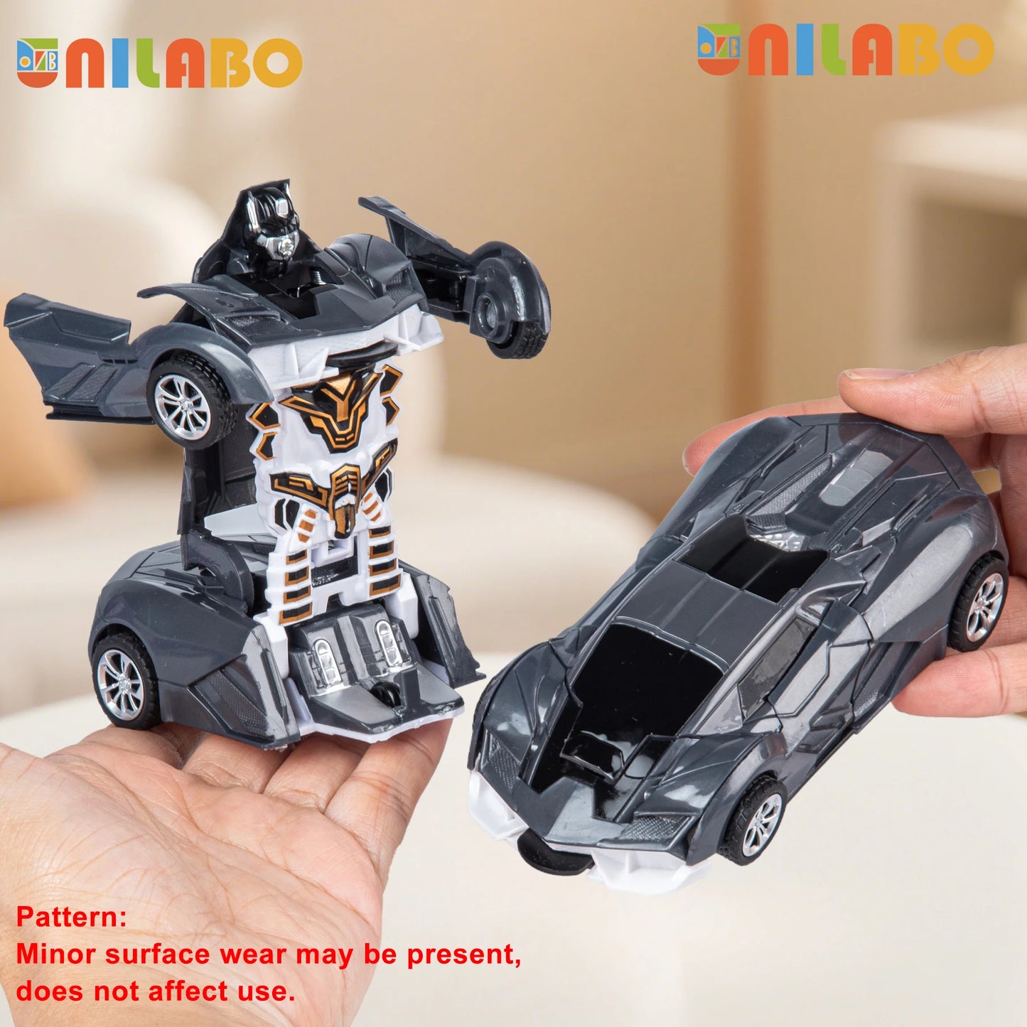 Transformable Robot Sports Car Toys, No Batteries, Educational Kids Gift, Colorful Model Vehicle for Play Learning