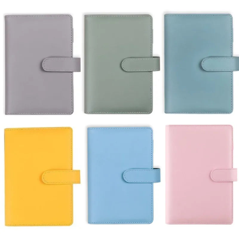 A6/A5 Macaroon Color PU Leather DIY Binder Notebook Cover Diary Agenda Planner Paper Cover School Stationery