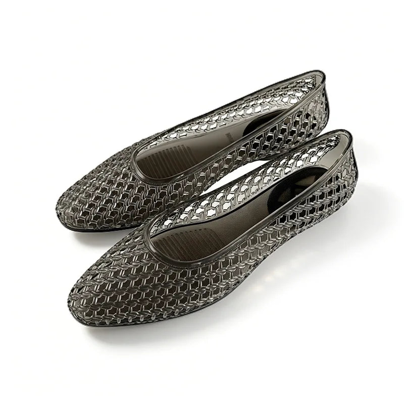 Summer Women Flat Korean Jelly Shoes Ins Outdoor Versatile Sweet Casual Clogs Outdoor Daily Commuter Travel Sandals