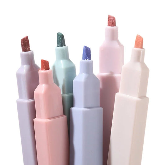 Pastel Highlighter Pens – 6pc Soft Color Markers for Study & Journaling