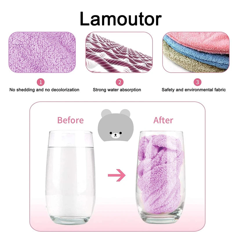 Thinnest Dry Hair Cap For Women Quick-drying Absorbent Microfiber Head Towel Korean Cute Bear Embroidered Shower Cap Towel