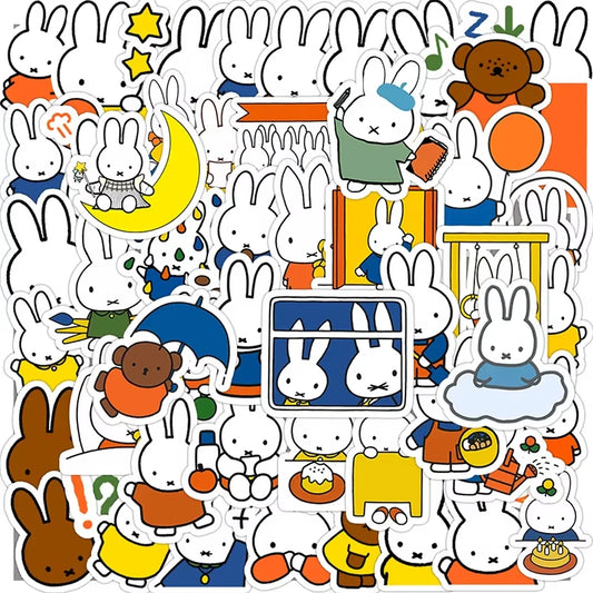 50PCS Miffy Kawaii Cute Waterproof Stickers DIY Graffiti Stickers for Computers and Refrigerators Luggage cup stickers Gift toys