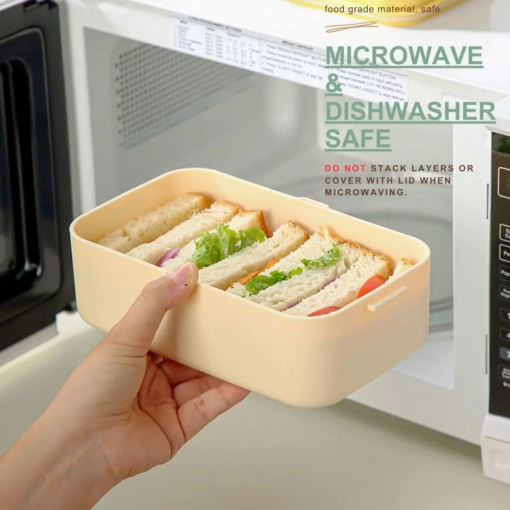 2 Layer / Single Bento Box with Handle,Large Capacity Leak-proof Lunch Box,Snack Food Storage Containers for Kids,Microwave Safe
