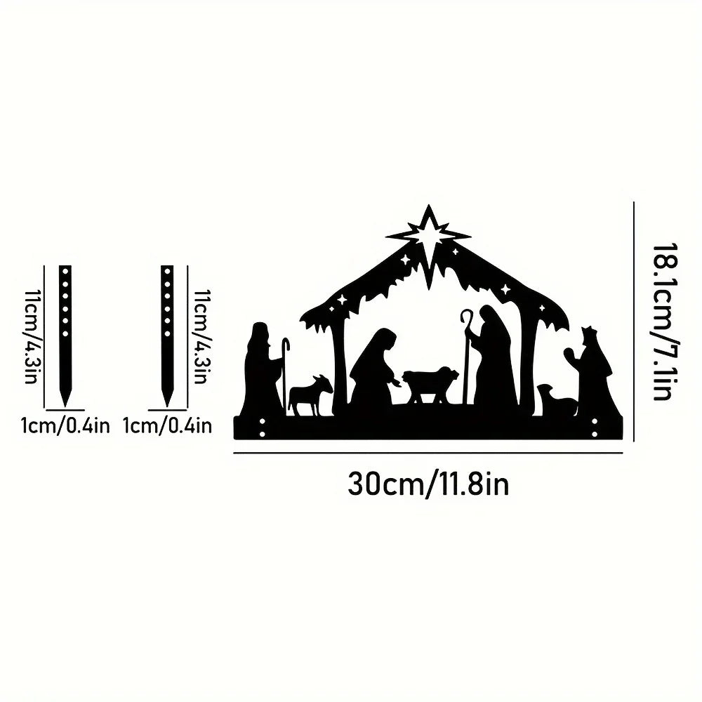 Nativity Metal Projection Ornament – Outdoor Christmas Eve Garden Decoration