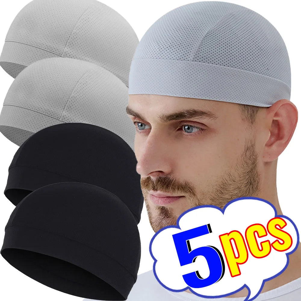 5/2/1pc Summer Cooling Skull Caps Helmet Liner Anti-UV Anti-Sweat Wicking Cycling Running Motorcycle Riding Under Hard Hat Liner