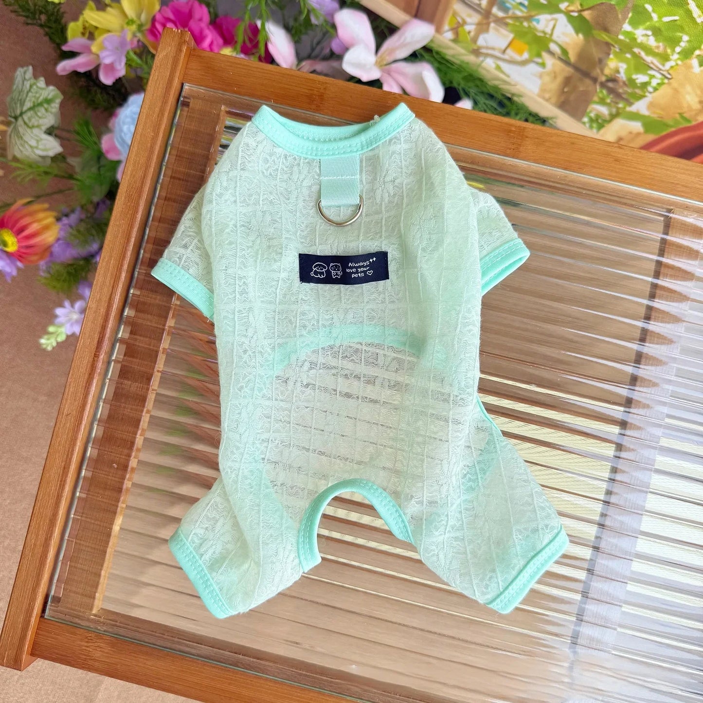 Pet Spring and Summer Thin Breathable Mesh Four Legged Clothes Dog Teddy Sun Protection Clothes Cooling Jumpsuit Puppy Clothes
