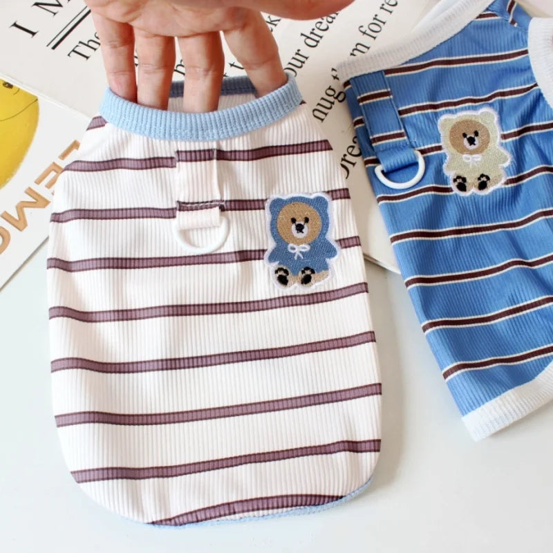 Thin Puppy T Shirt Dog Cooling Vest Striped Dog Clothes 2026 Costumes for Dogs Cat Vests Chihuahua Bichon Clothing Dog Shirt