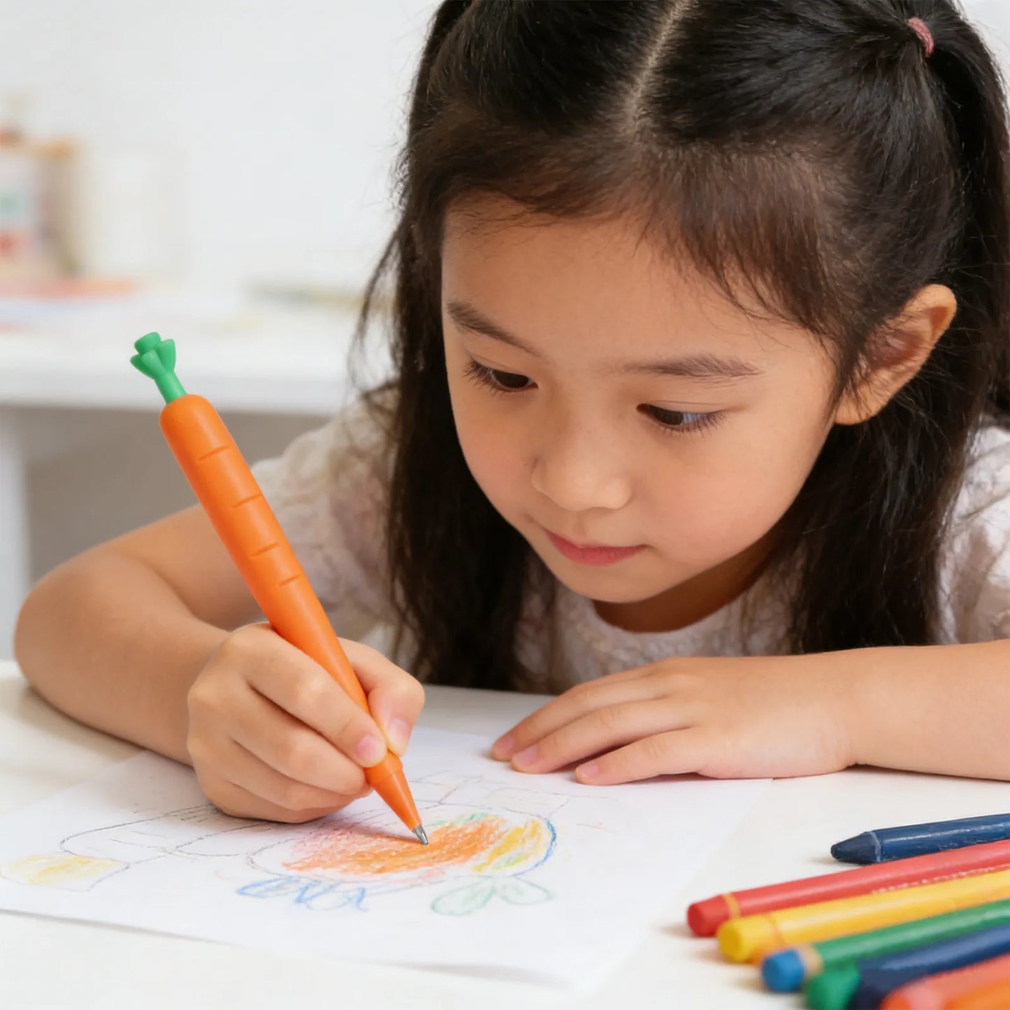 12pcs Carrot Mechanical Pencil, Kids Cartoon Writing Pencil, Creative Student Stationery Children Birthday Present School Prize