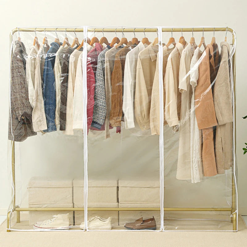 Floor Clothes Hanger Dust Cover Bedroom Drying Rack Dust Cover Cloth Translucent Coat Suit Storage Bag Dormitory Supplies