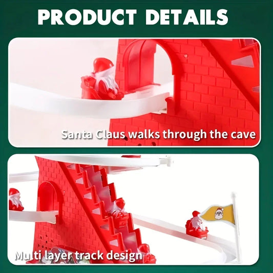 Stunning Santa Claus Climb Stairs Toy Track Slide Christmas Light Music Toy New Year Gift Boy and Girl Toy Home Decoration
