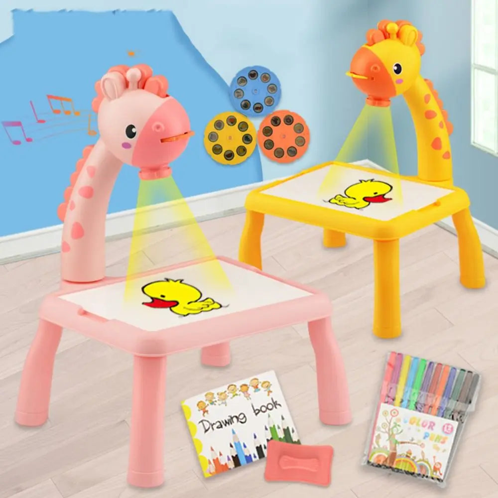 Painting Set Led Projector Drawing Table Giraffe Multifunctional Led Projector Art Drawing Table Toys Hand Writing Painting Desk