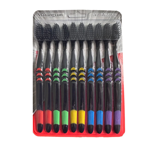 10 Pieces Packed Toothbrush Deep Cleaning Soft Bristle Bamboo Charcoal Black Hair Ultra-Fine Health Teethbrush Oral Cleaning