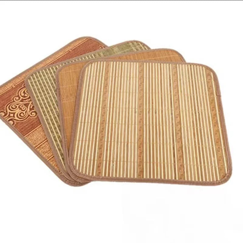 1 Pc Random Color Summer Bamboo Chair Cushion Office Student Cool Stool Cushion Home Square Summer Cool Dining Chair Seat Mat
