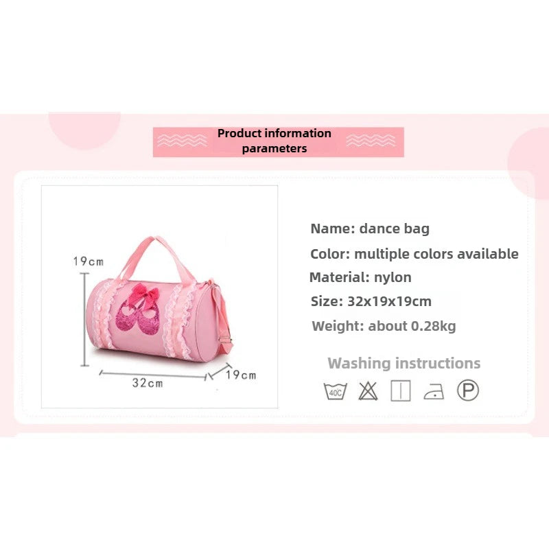 Childrens Shoulder Bag Latin and Ballet Schoolbag Girl Princess Dance Bag Waterproof and Lightweight and Comfortable Breathable