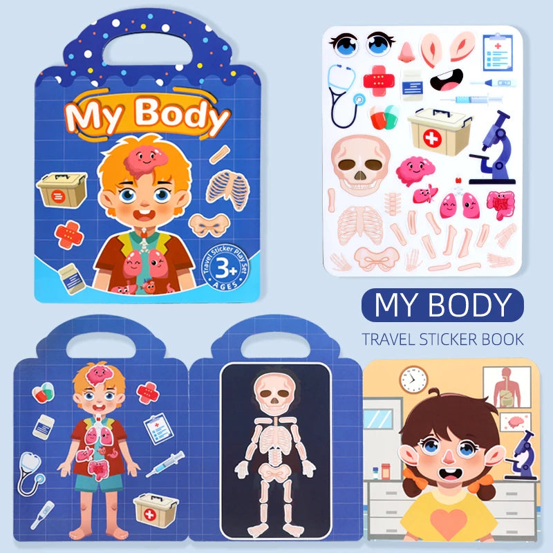 Jelly Sticker Book for Kids DIY Quiet Fun with Scene Stickers Reusable Paste Puzzle Book Educational Activity for Children