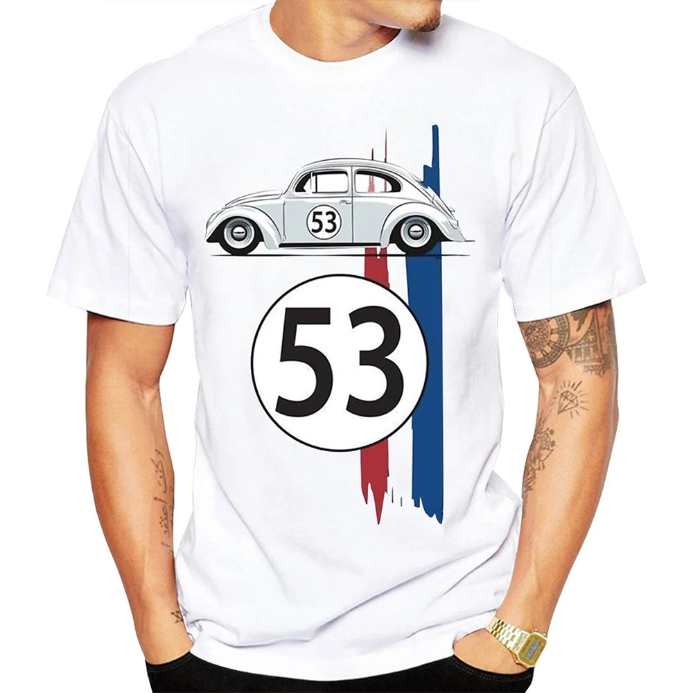 Motorcycle Beetle 53 Number T Shirt Men Car Short Sleeve Simple Herbie Tees Tshirts Rally Car Male Black Printed 3D t shirt