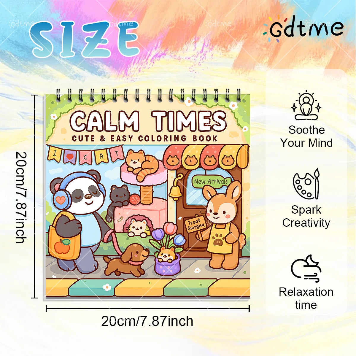 CALM TIMES Coloring Book for Adult Featuring Spiral binding 24pages for Relaxation Kid Educational DIY Painting Drawing Book