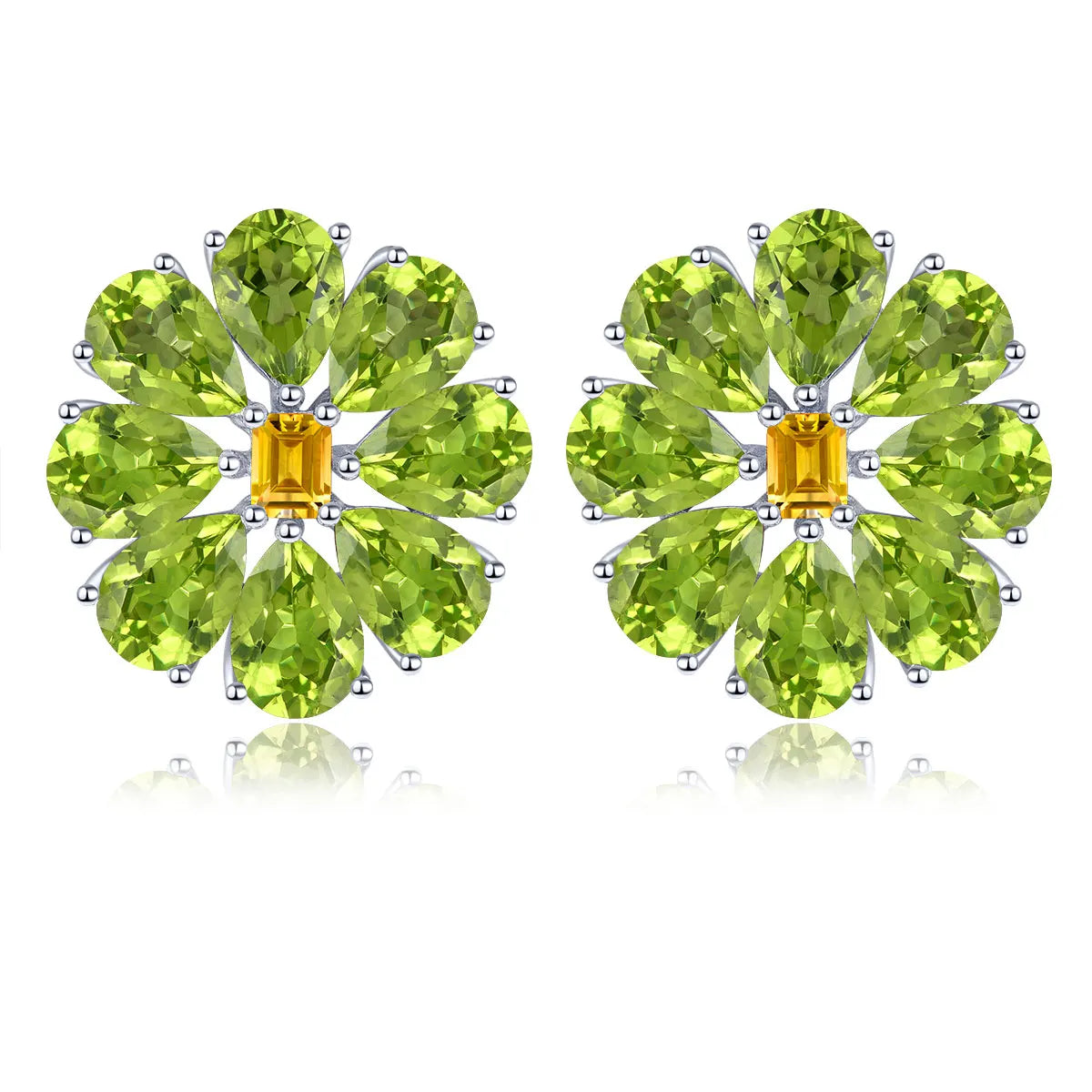 Natural Sky Blue Topaz Sterling Silver Earring 7.8 Carats Genuine Gemstone Citrine Flower Design Spring New Design S925