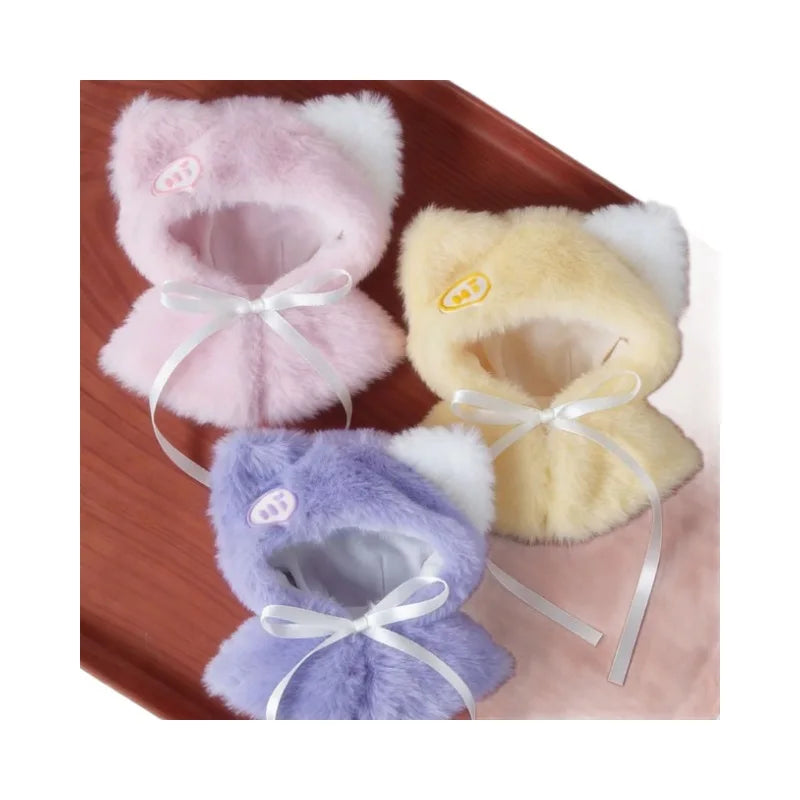 Doll Cape Cloak with Star Emblem & Bow – Halloween Outfit for 10cm & 15cm Cotton Dolls