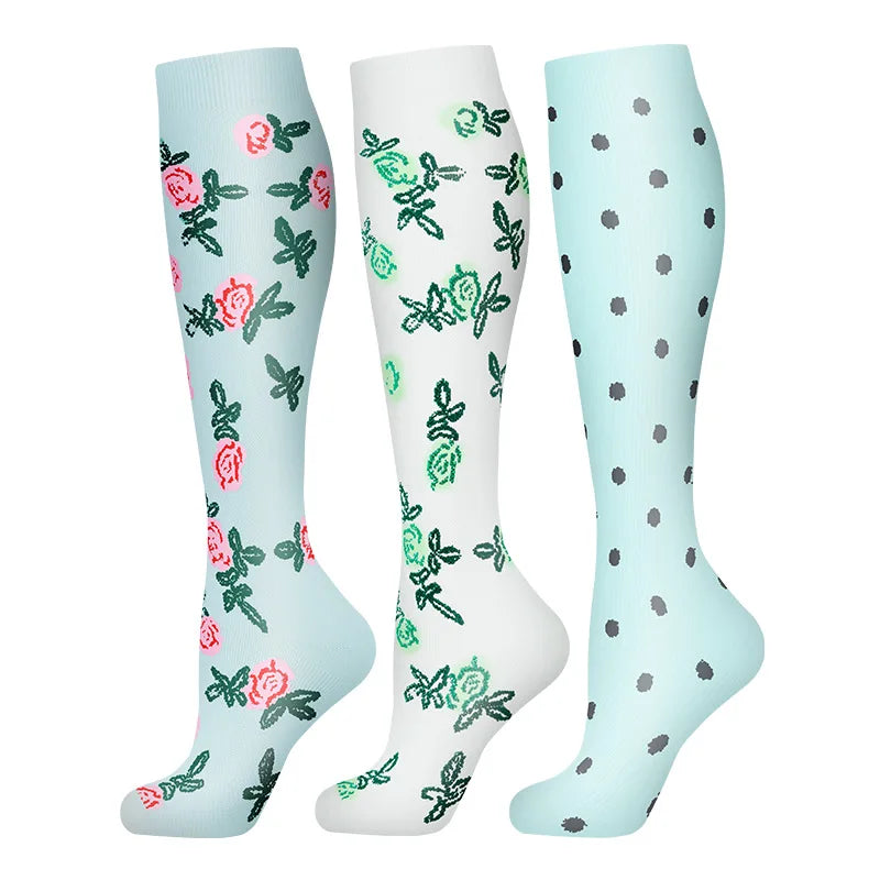 58 Styles 3 Pairs/Pack Compression Socks Knee High 30MmHg  Women Men Sports Socks Edema Diabetes Varicose Veins Running Socks