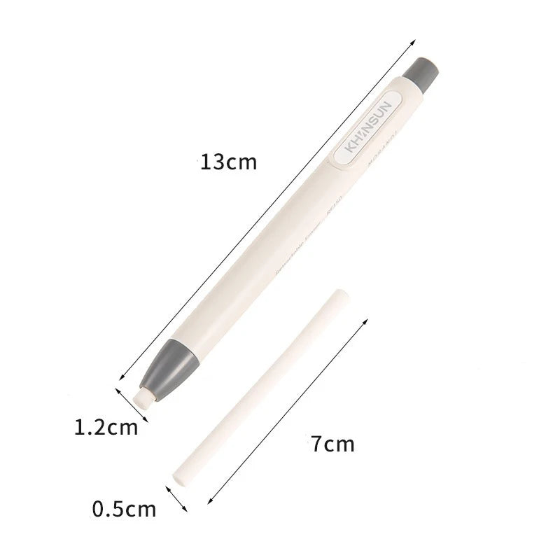 Press Eraser Pen with Replaceable Core Retractable and Pushable Art Eraser for Students and Children Stationery Supplies
