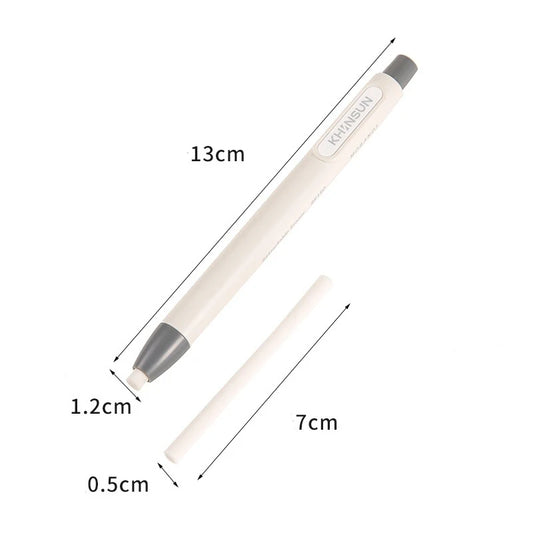 Press Eraser Pen with Replaceable Core Retractable and Pushable Art Eraser for Students and Children Stationery Supplies