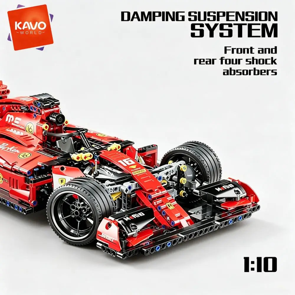 KAVOWORLD 1:10 Large Sports Racing Car Building Blocks Toy Set 1137pcs MOC Formula DIY Race Assembly Car Model Toy with Damping Suspension, Rotatable Tires, STEM Construction Bricks, Desktop Display Gift for Friends, Family Birthdays Christmas