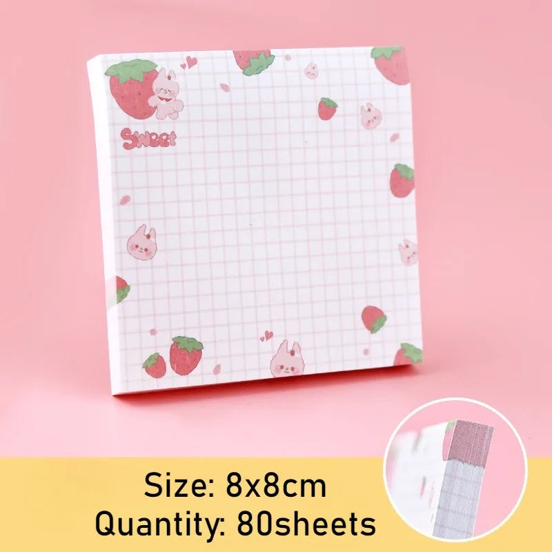 100sheets Kids Cartoon Fruit Pattern Sticker Posted It Memo Grid Paper Notebook Message Sticky Notes Notepad Pads Posits Sticker