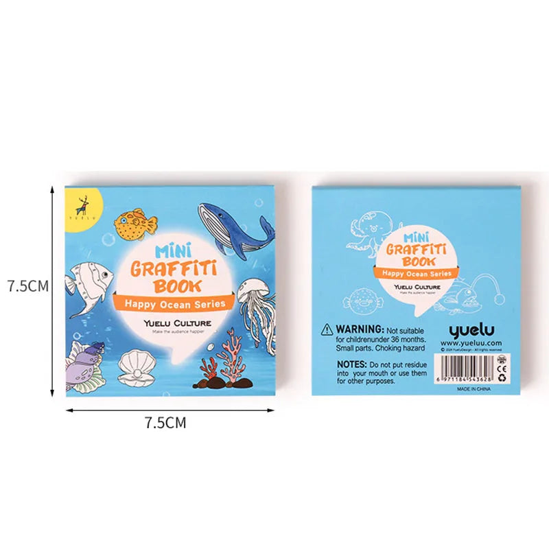 50Sheets/Pcs Mini Graffiti Notebook for Kids Cartoon Ocean Animal Food Party Space Color Filling Books Children Drawing Picture