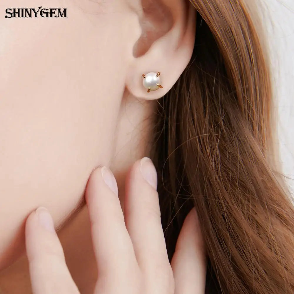 Exquisite Fashion S925 Silver Talon Freshwater Stud Shape Earrings Natural Pink Pearl For Women Girl Trendy Jewelry Gift