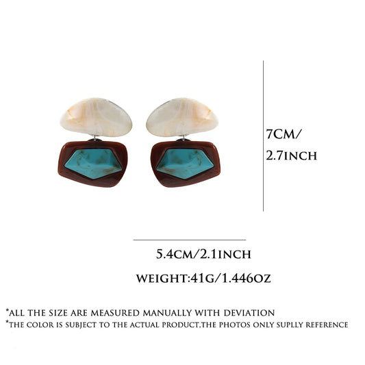 Vintage Summer Resin Drop Earrings For Women Acrylic Geometric Earrings Jewelry Gifts Accessories